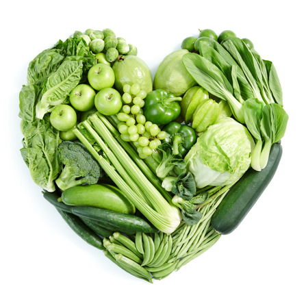 grön mat i form av ett hjärta